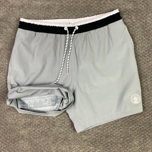 Chubbies The Grey Days 2 in 1 Shorts Swim Trunks Hybrid Mens Large Gray Athletic - Picture 7 of 13
